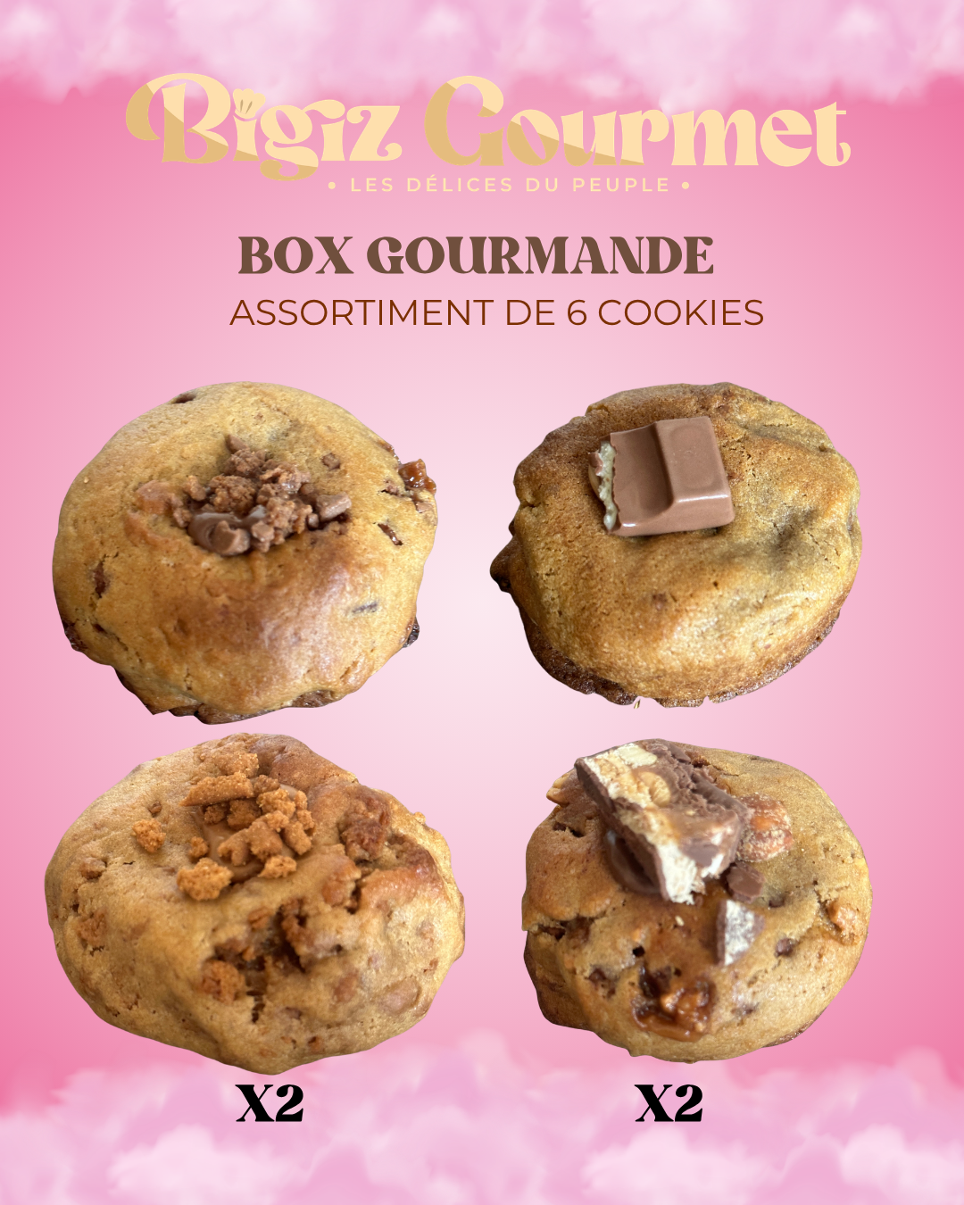 Box Cookies Gourmande - Decouverte Assortiment de 6 Cookies (90/100g)